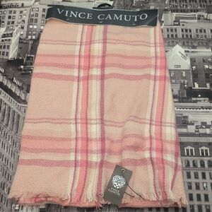 Vince Camuto Blush and Cream Plaid Scarf